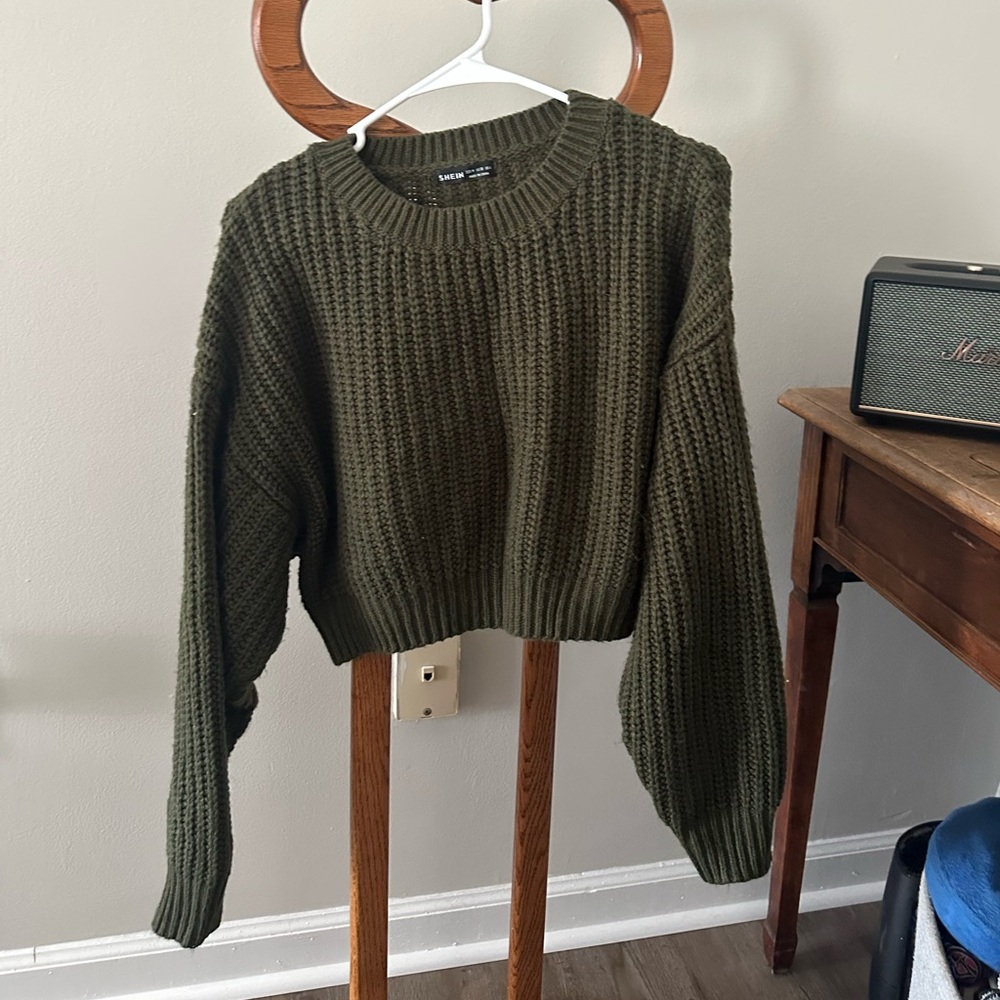 Olive Green Crew Neck Sweater